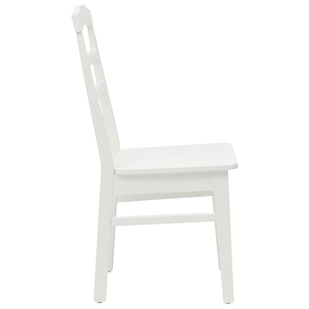 Dining Chair 2 pcs White Solid Rubber Wood