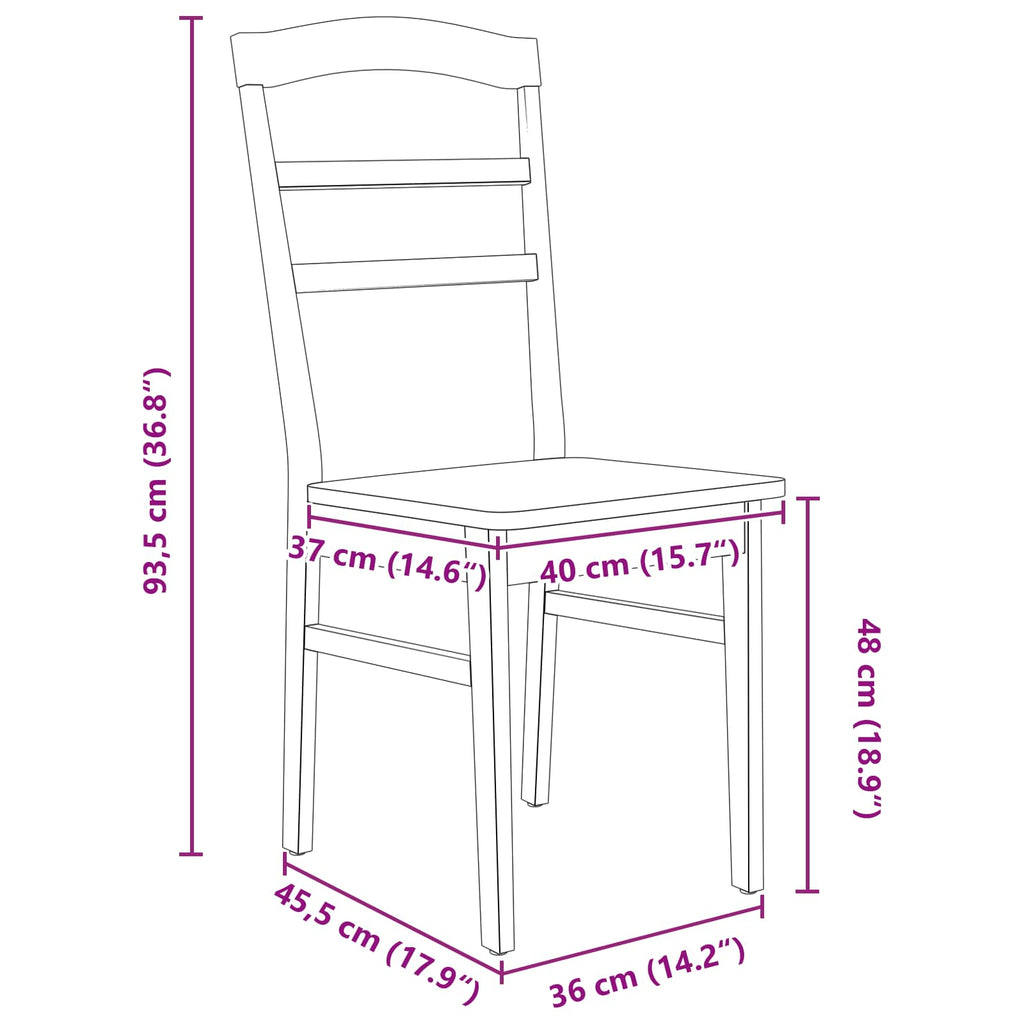 Dining Chair 2 pcs White Solid Rubber Wood