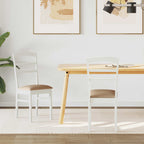 Dining Chair 2 pcs White and Brown Solid Rubber Wood