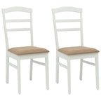 Dining Chair 2 pcs White and Brown Solid Rubber Wood