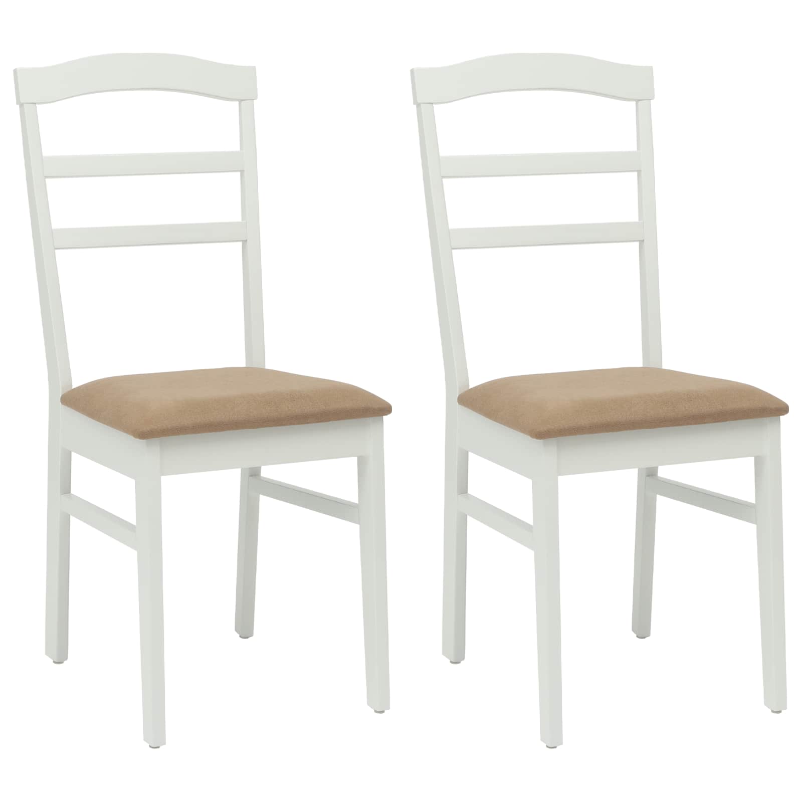 Dining Chair 2 pcs White and Brown Solid Rubber Wood