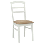 Dining Chair 2 pcs White and Brown Solid Rubber Wood
