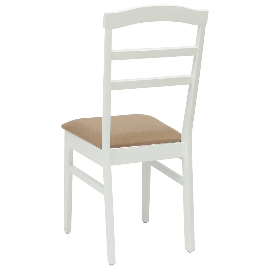 Dining Chair 2 pcs White and Brown Solid Rubber Wood