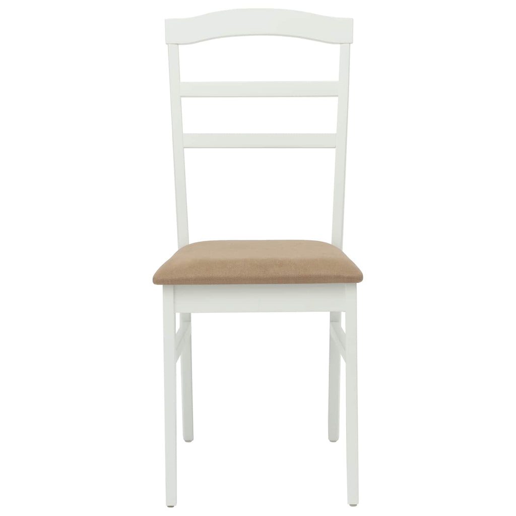 Dining Chair 2 pcs White and Brown Solid Rubber Wood