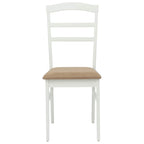 Dining Chair 2 pcs White and Brown Solid Rubber Wood