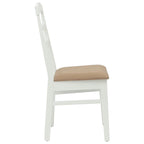 Dining Chair 2 pcs White and Brown Solid Rubber Wood