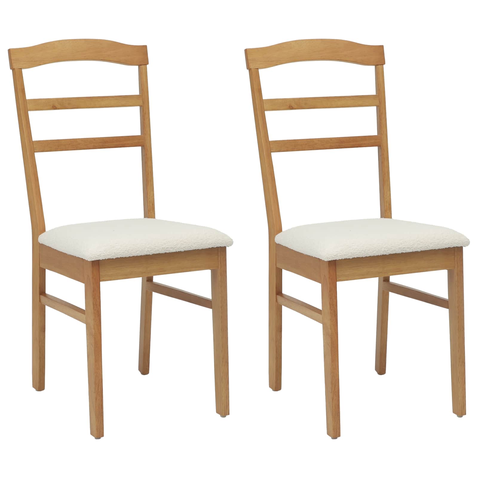 Dining Chair 2 pcs Natural and Light Solid Rubber Wood