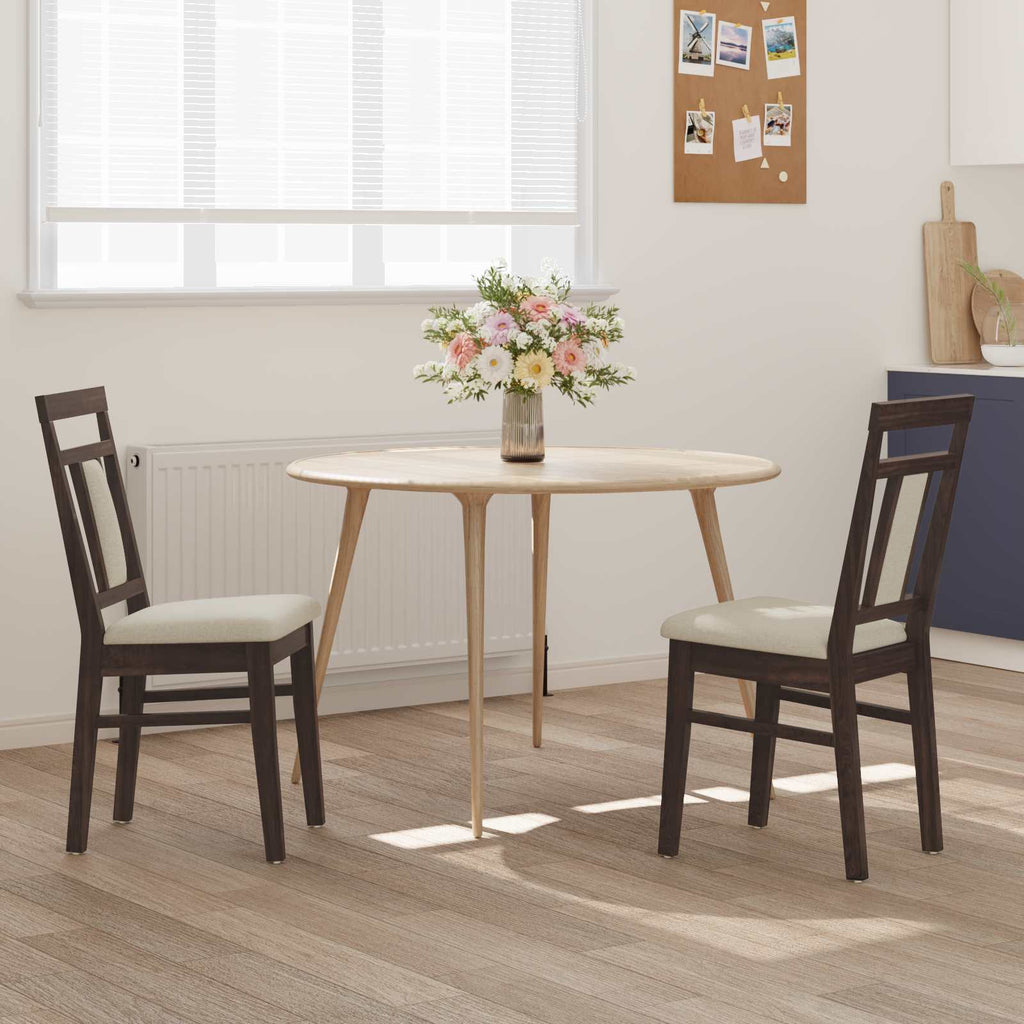 Dining Chair 2 pcs Light Brown and Light Solid Rubber Wood