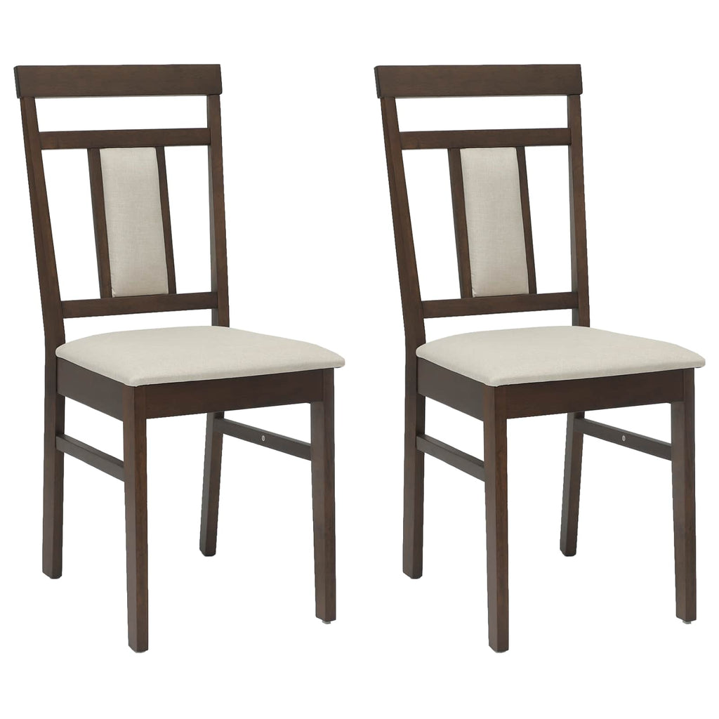 Dining Chair 2 pcs Light Brown and Light Solid Rubber Wood