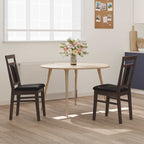 Dining Chair 2 pcs Light Brown and Black Solid Rubber Wood
