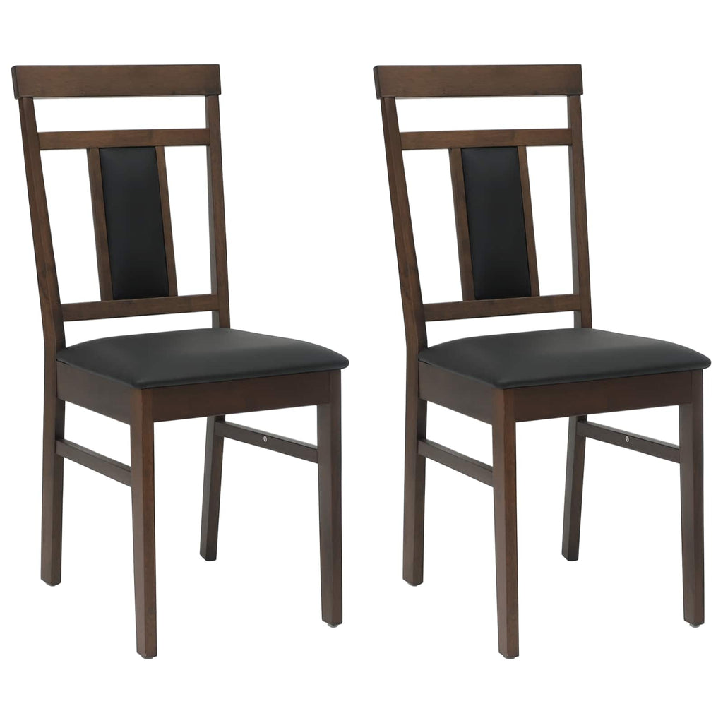 Dining Chair 2 pcs Light Brown and Black Solid Rubber Wood
