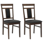 Dining Chair 2 pcs Light Brown and Black Solid Rubber Wood