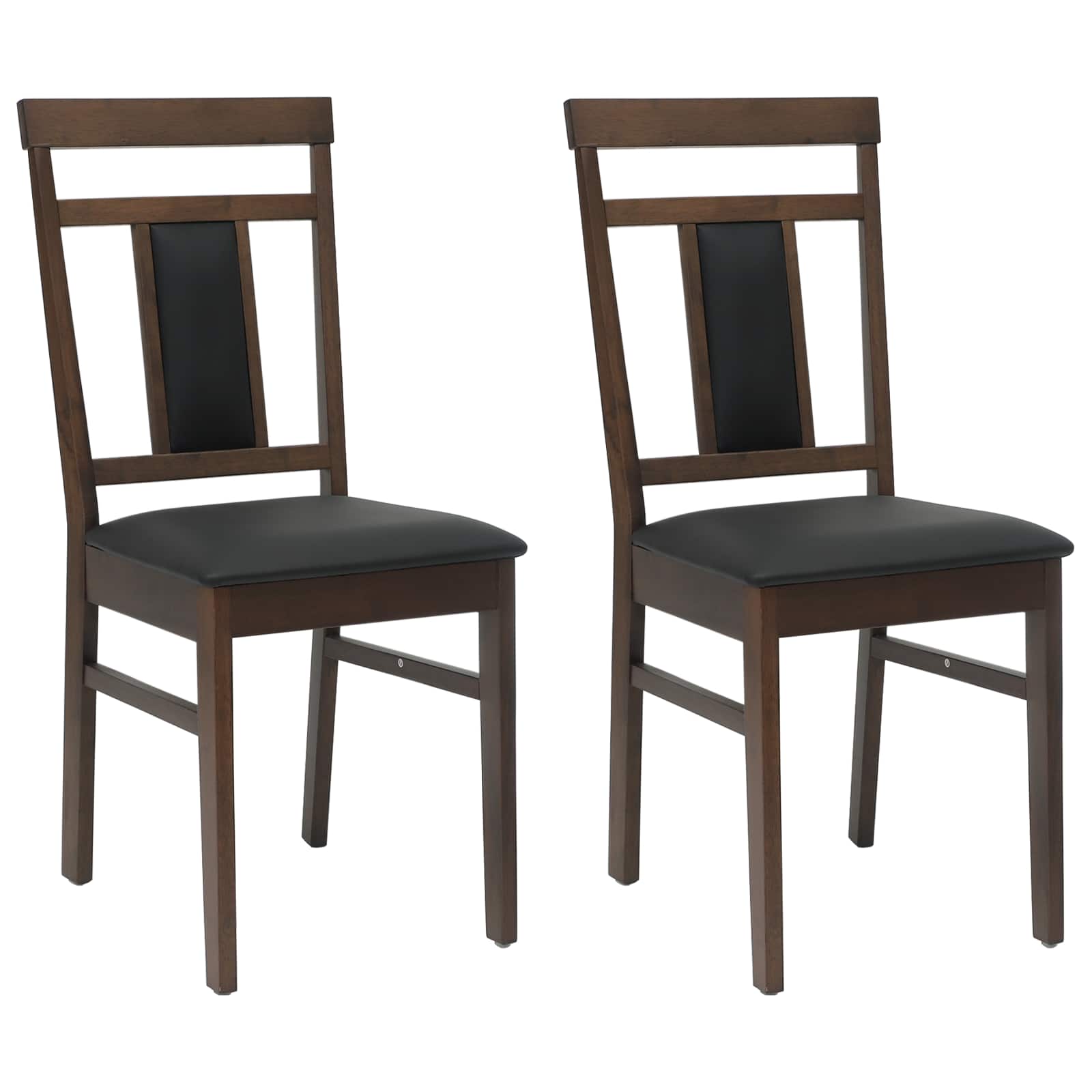 Dining Chair 2 pcs Light Brown and Black Solid Rubber Wood