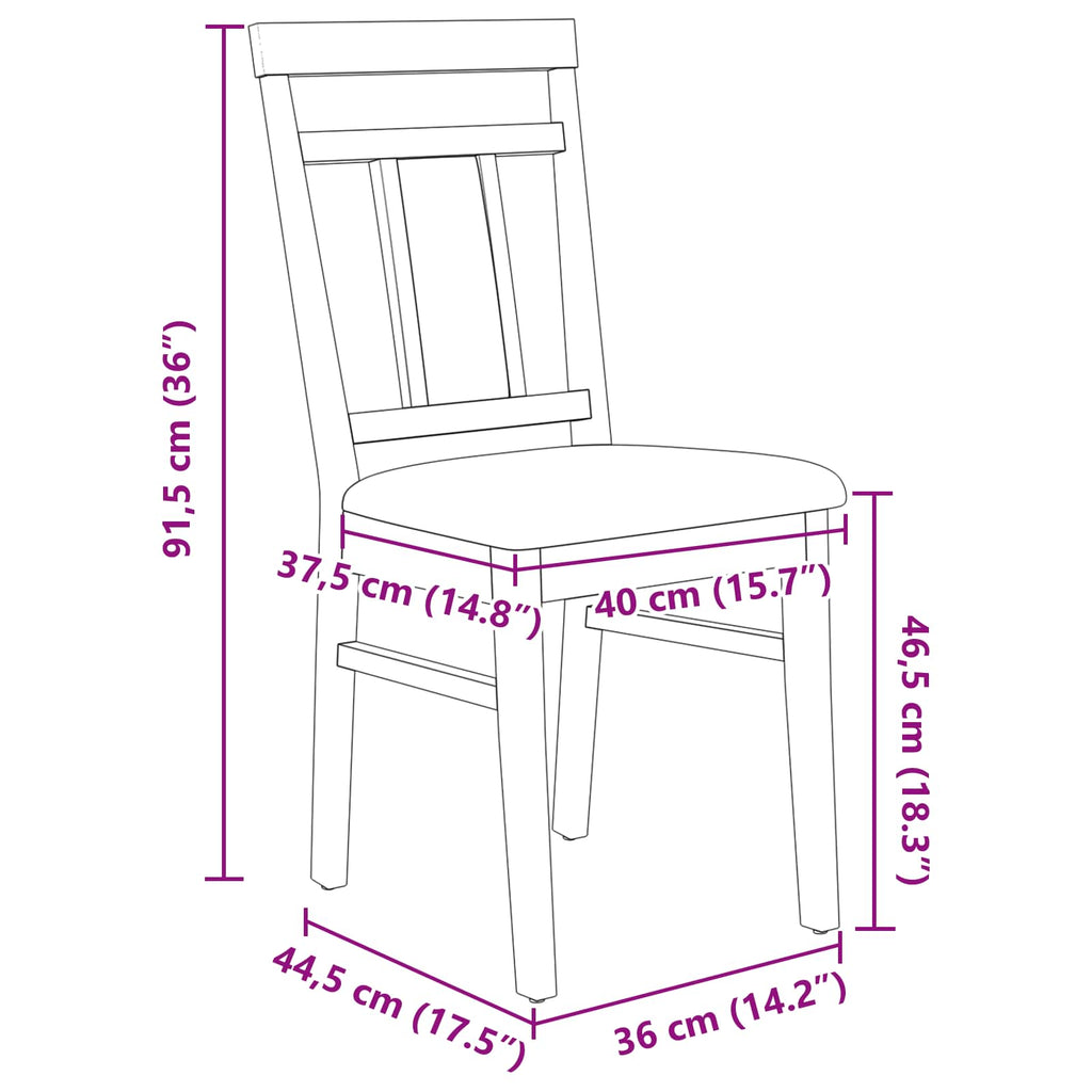 Dining Chair 2 pcs Light Brown and Black Solid Rubber Wood
