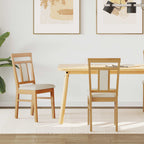 Dining Chair 2 pcs Natural and Light Solid Rubber Wood