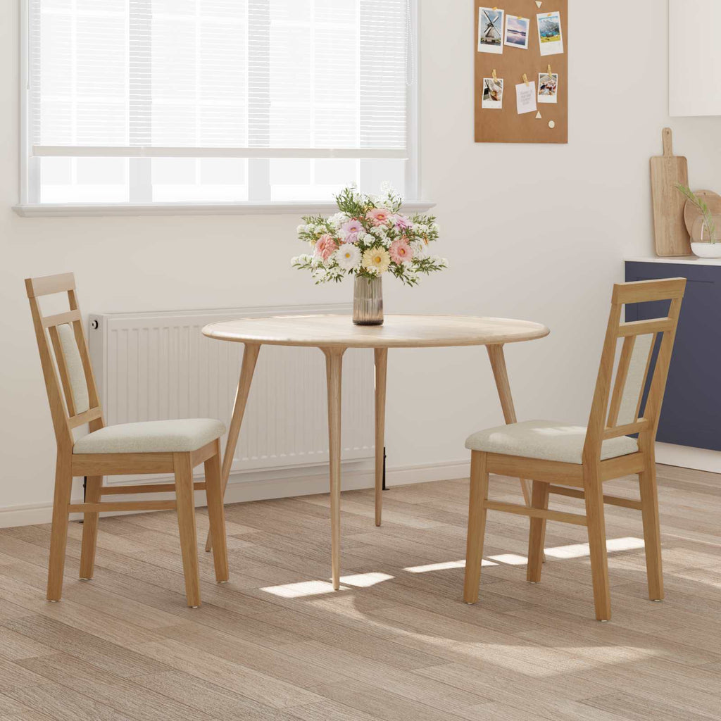 Dining Chair 2 pcs Natural and Light Solid Rubber Wood