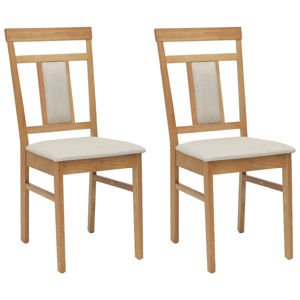 Dining Chair 2 pcs Natural and Light Solid Rubber Wood