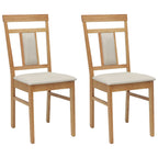 Dining Chair 2 pcs Natural and Light Solid Rubber Wood