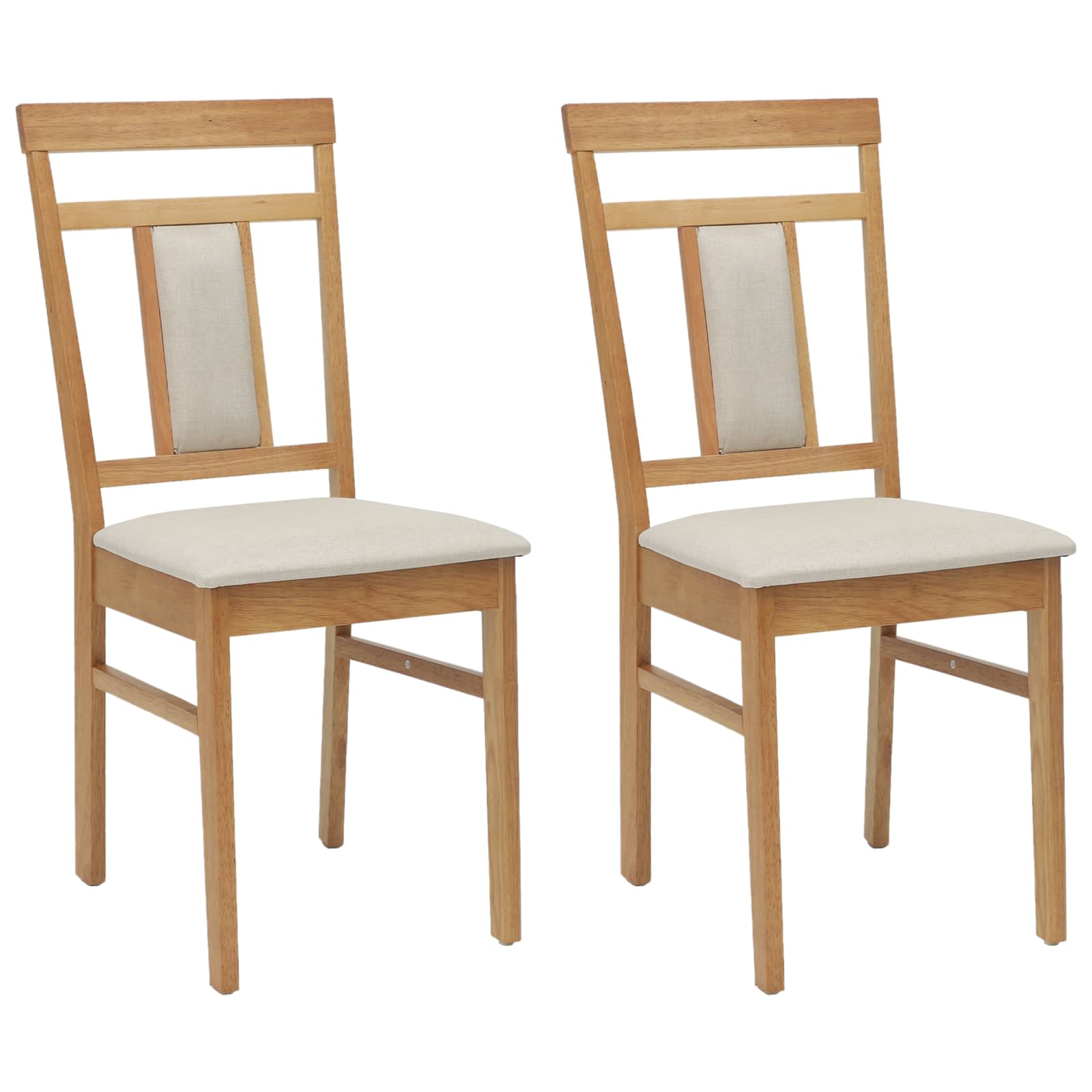 Dining Chair 2 pcs Natural and Light Solid Rubber Wood