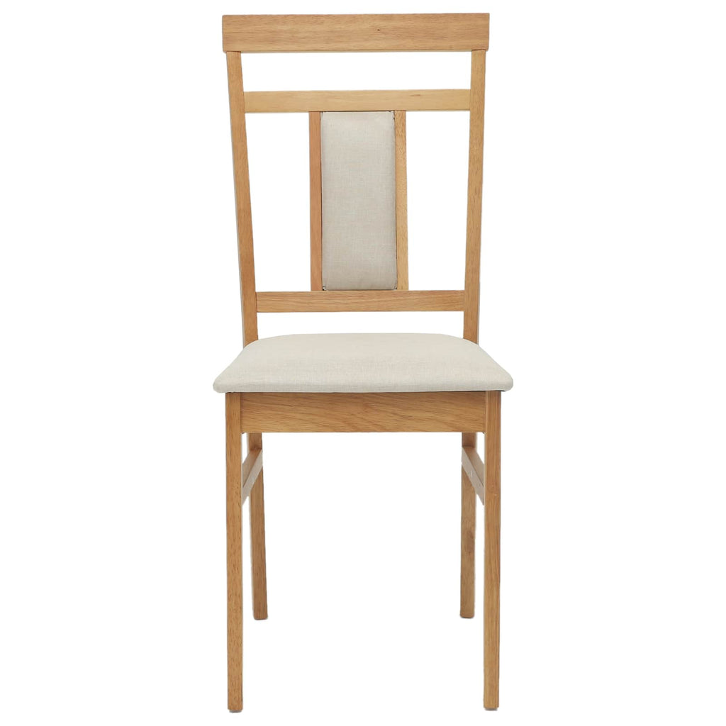 Dining Chair 2 pcs Natural and Light Solid Rubber Wood