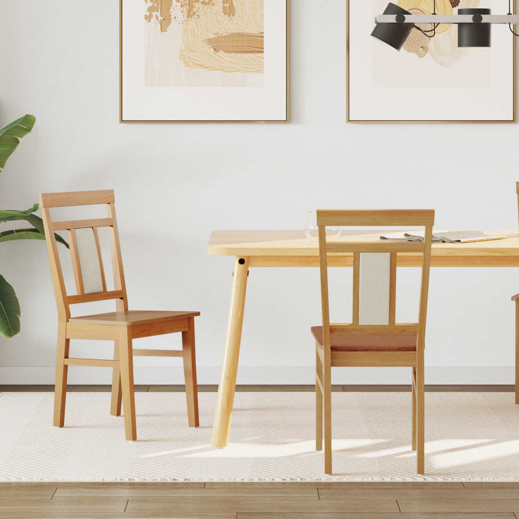 Dining Chair 2 pcs Natural Solid Rubber Wood