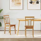 Dining Chair 2 pcs Natural Solid Rubber Wood