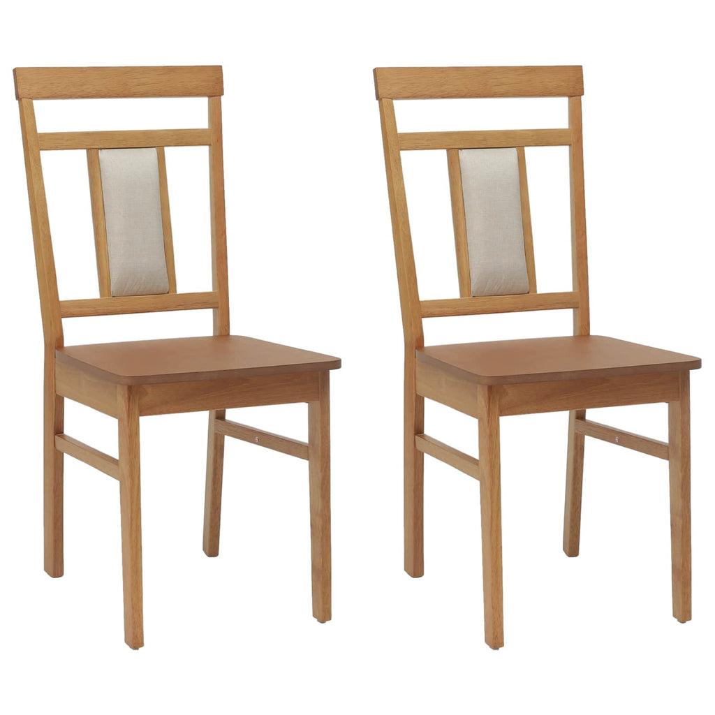 Dining Chair 2 pcs Natural Solid Rubber Wood