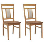 Dining Chair 2 pcs Natural Solid Rubber Wood