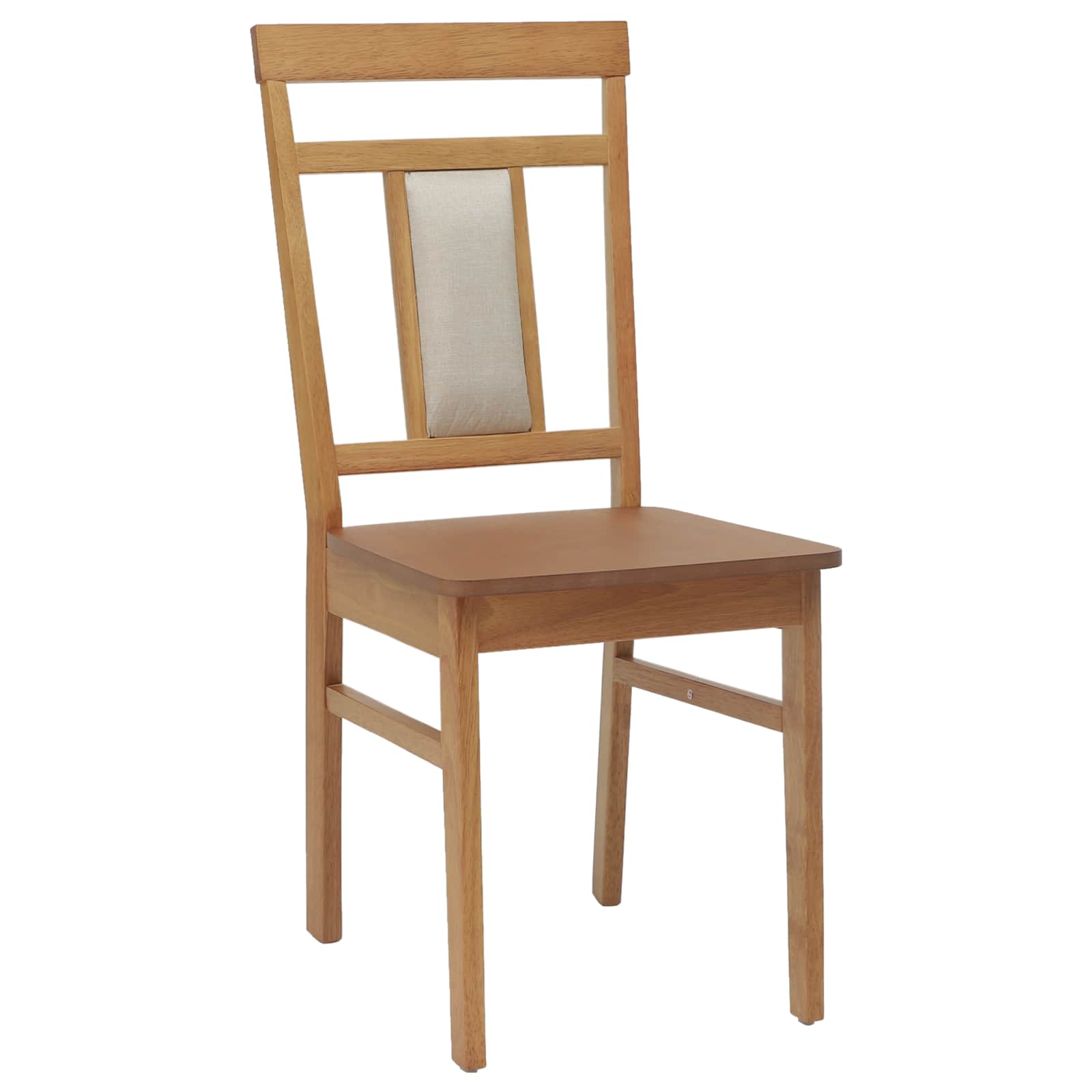 Dining Chair 2 pcs Natural Solid Rubber Wood