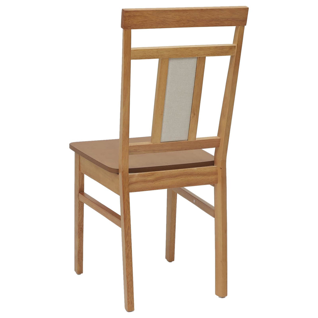 Dining Chair 2 pcs Natural Solid Rubber Wood