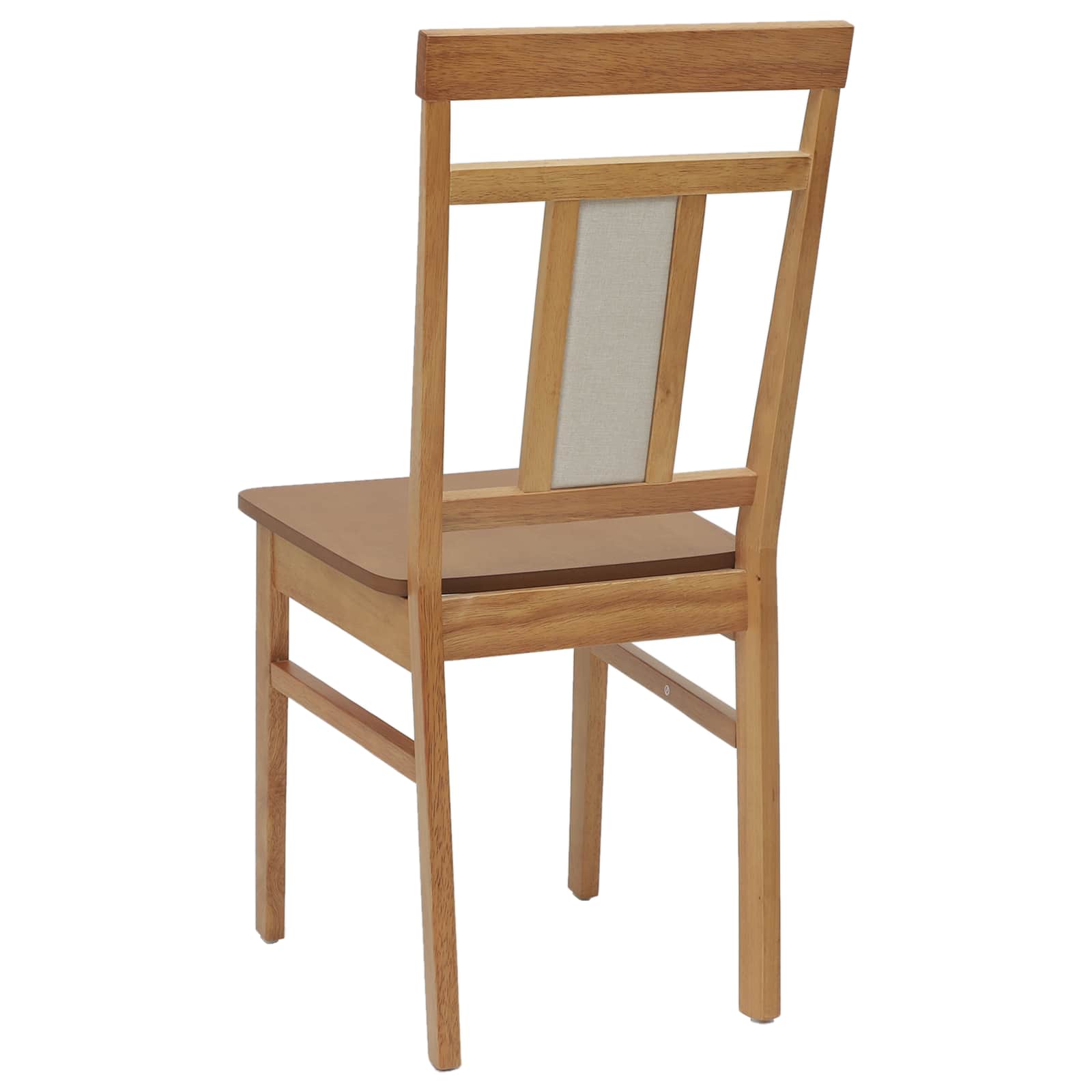 Dining Chair 2 pcs Natural Solid Rubber Wood