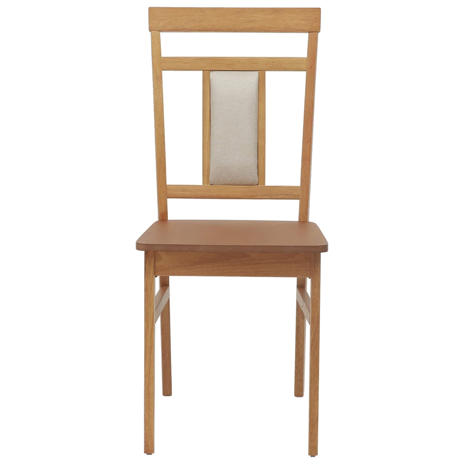 Dining Chair 2 pcs Natural Solid Rubber Wood