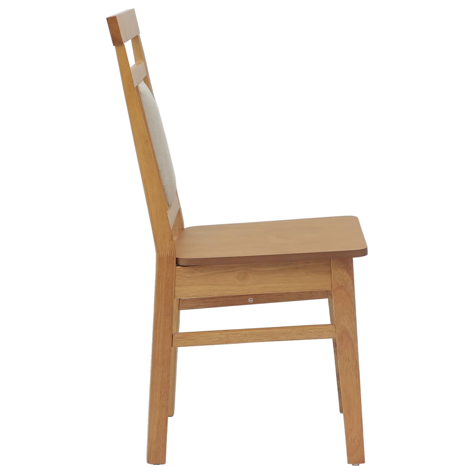 Dining Chair 2 pcs Natural Solid Rubber Wood
