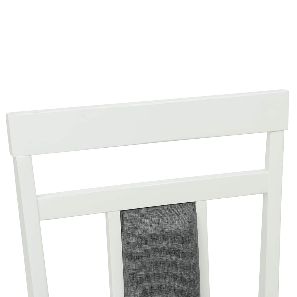 Dining Chair 2 pcs White and Grey Solid Rubber Wood