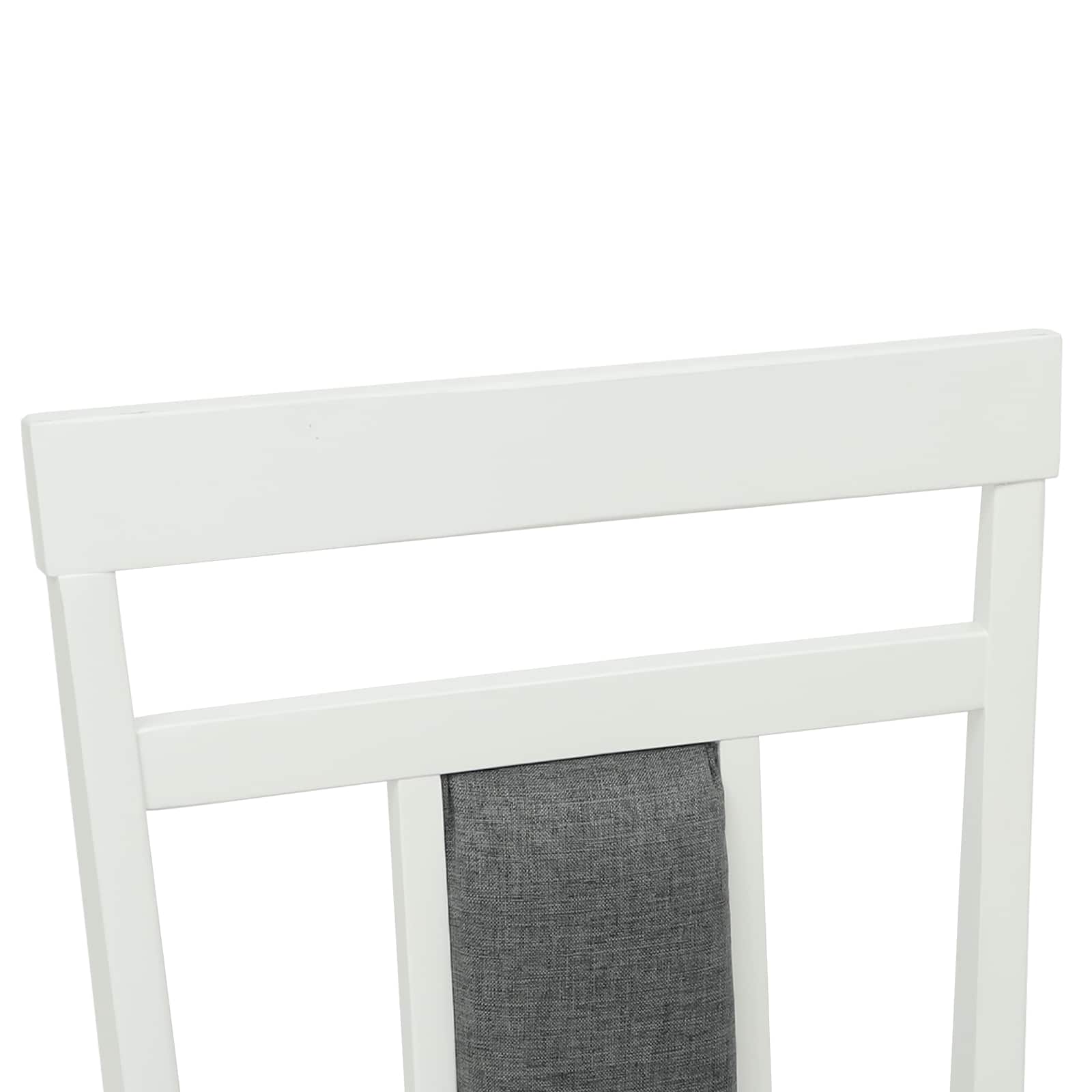 Dining Chair 2 pcs White and Grey Solid Rubber Wood