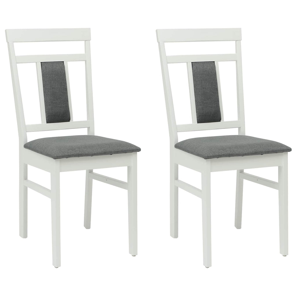 Dining Chair 2 pcs White and Grey Solid Rubber Wood