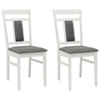 Dining Chair 2 pcs White and Grey Solid Rubber Wood
