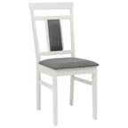 Dining Chair 2 pcs White and Grey Solid Rubber Wood