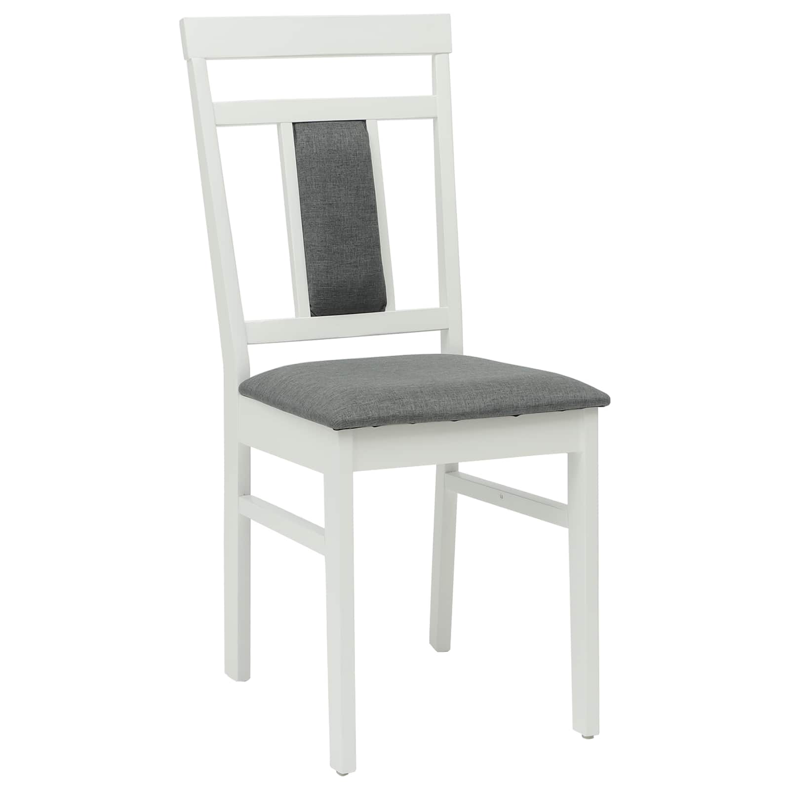 Dining Chair 2 pcs White and Grey Solid Rubber Wood