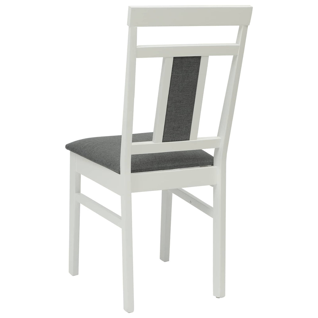 Dining Chair 2 pcs White and Grey Solid Rubber Wood