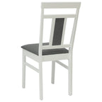 Dining Chair 2 pcs White and Grey Solid Rubber Wood