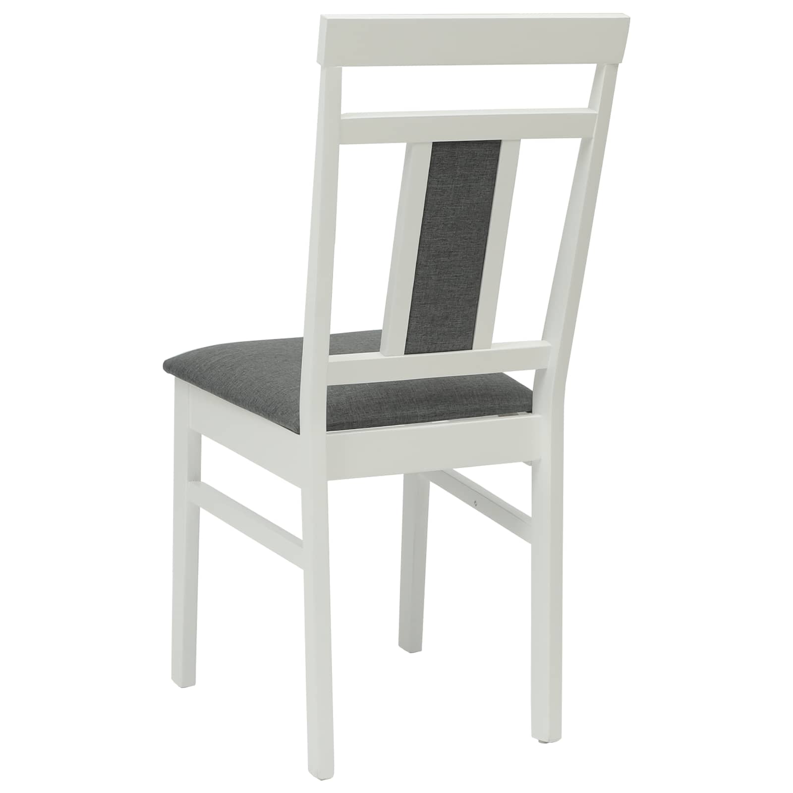 Dining Chair 2 pcs White and Grey Solid Rubber Wood