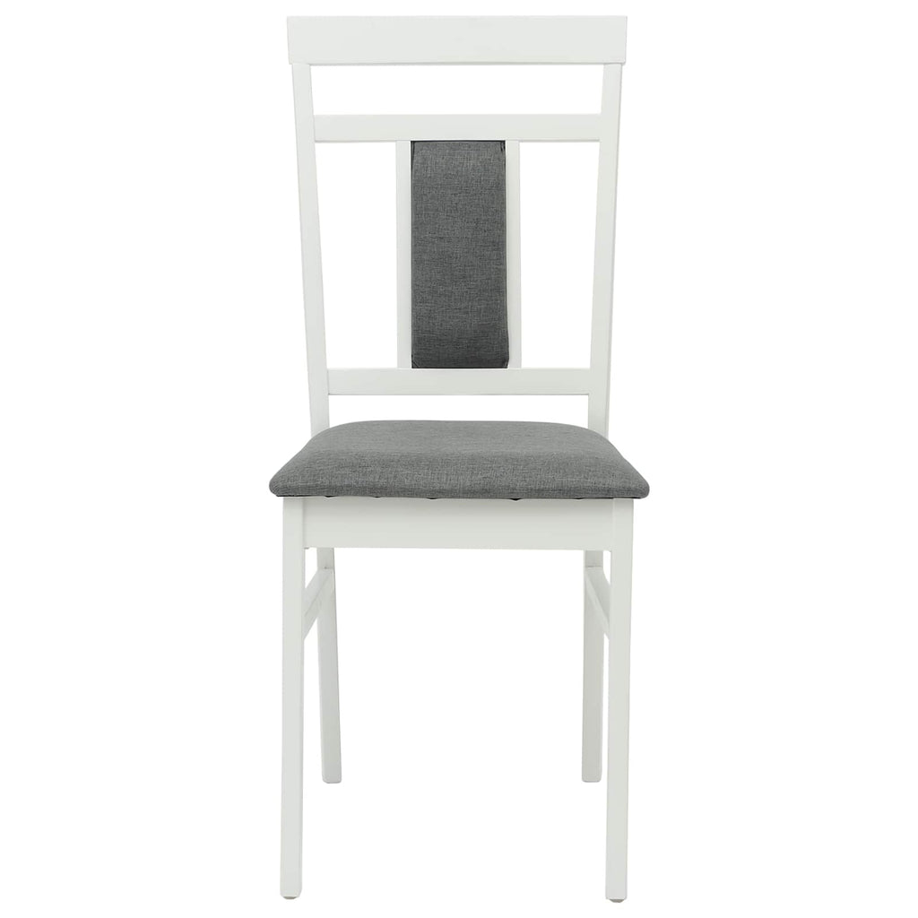 Dining Chair 2 pcs White and Grey Solid Rubber Wood