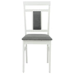 Dining Chair 2 pcs White and Grey Solid Rubber Wood
