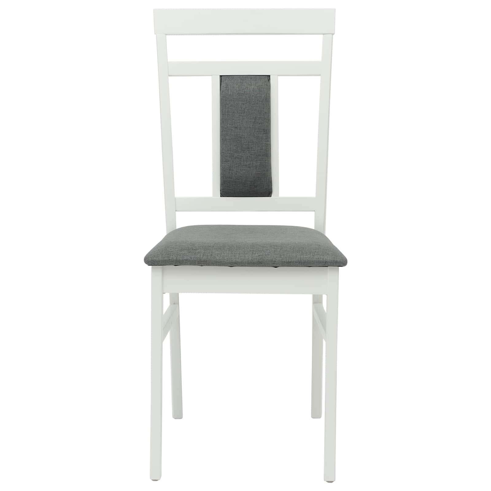 Dining Chair 2 pcs White and Grey Solid Rubber Wood