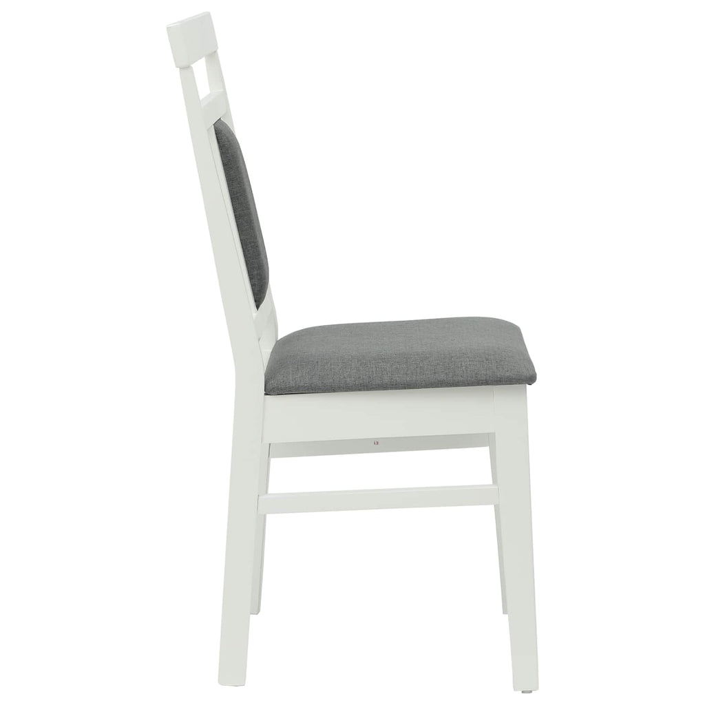 Dining Chair 2 pcs White and Grey Solid Rubber Wood