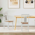Dining Chair 2 pcs White and Natural Solid Rubber Wood