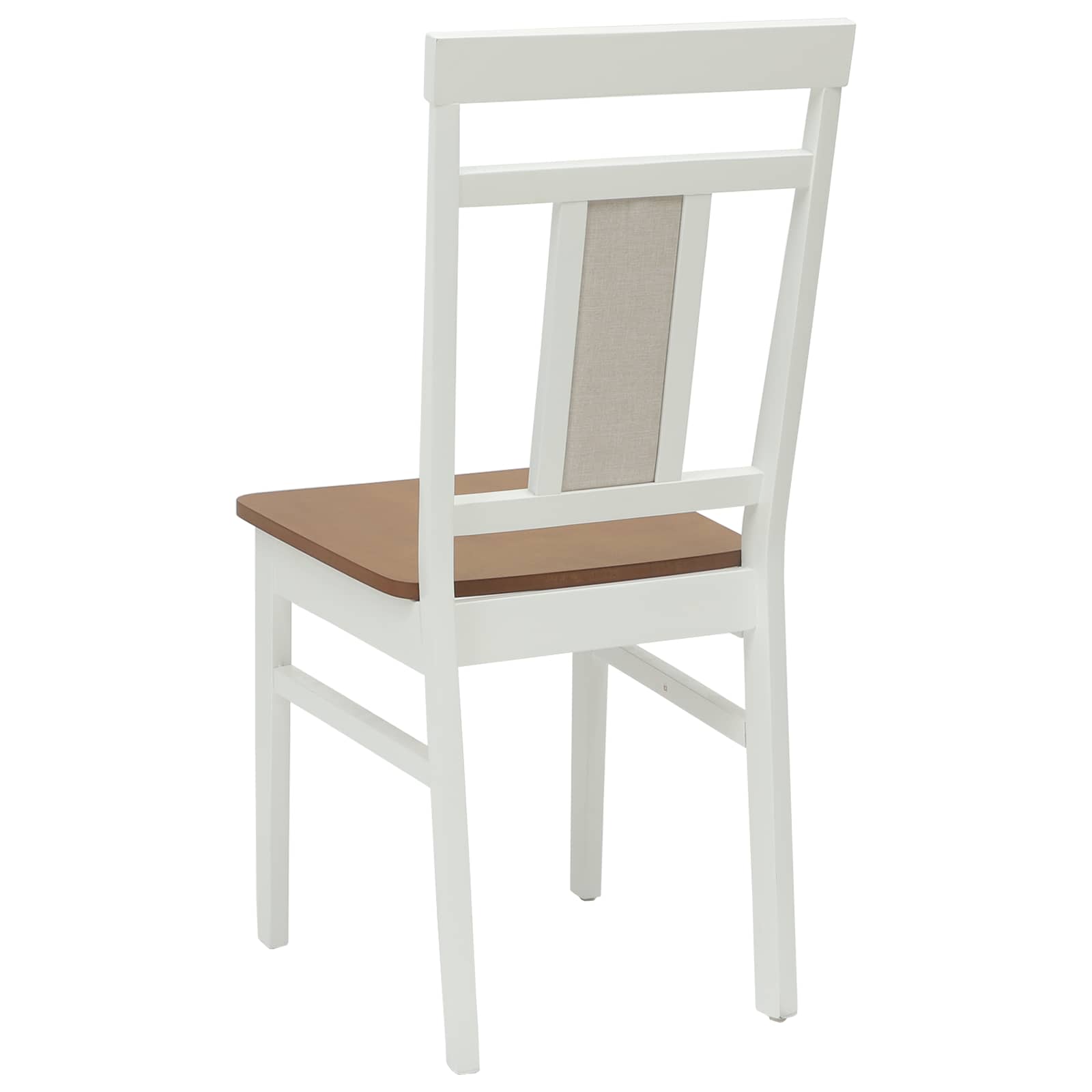 Dining Chair 2 pcs White and Natural Solid Rubber Wood