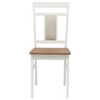 Dining Chair 2 pcs White and Natural Solid Rubber Wood
