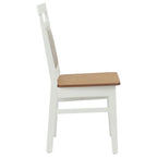 Dining Chair 2 pcs White and Natural Solid Rubber Wood